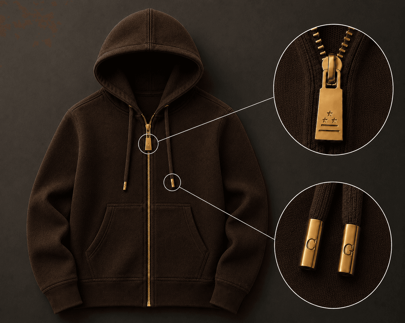 Zip Hoodie — Espresso Brown