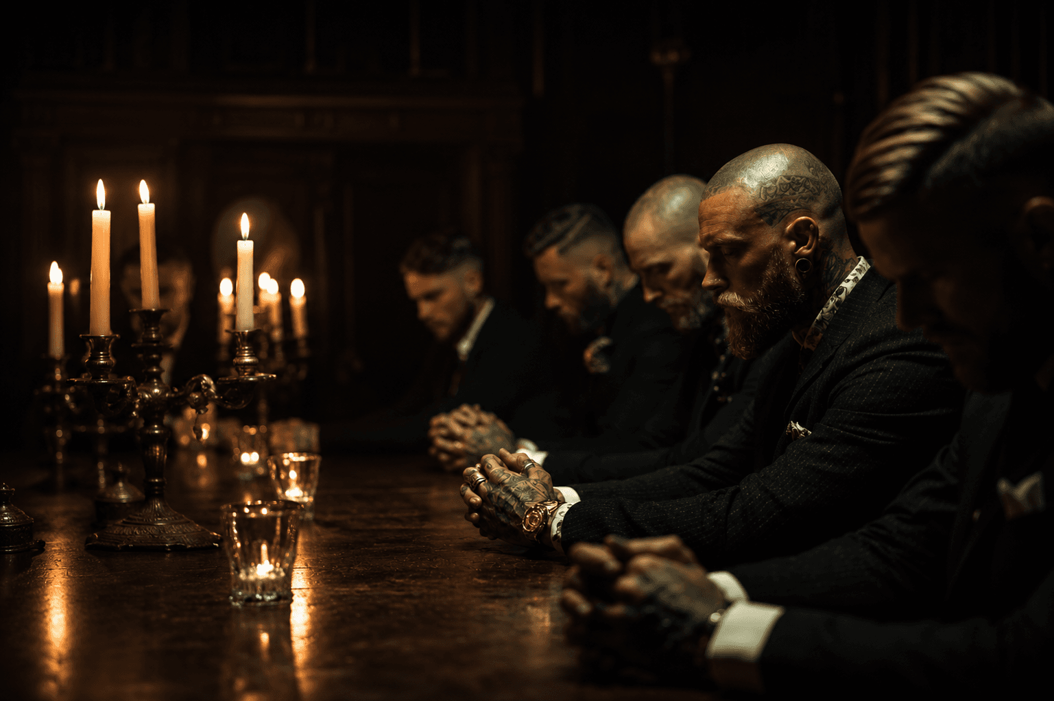 Convicted Gentlemen brand portrait with candlelit atmosphere