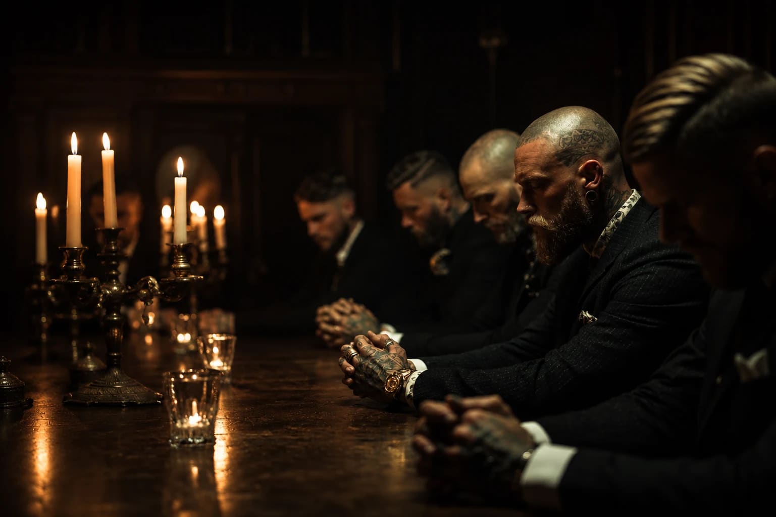 Convicted Gentlemen brand portrait with candlelit atmosphere